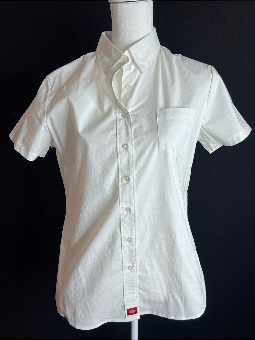 Dickies White Short Sleeve Button-Up Shirt with Pocket